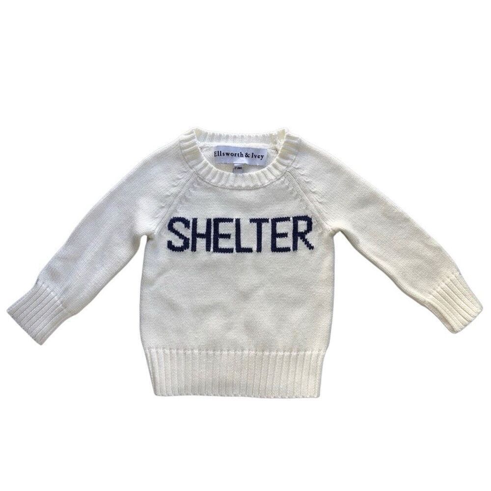 Ellsworth + Ivey classic crewneck sweater 12 / 18 months white blue